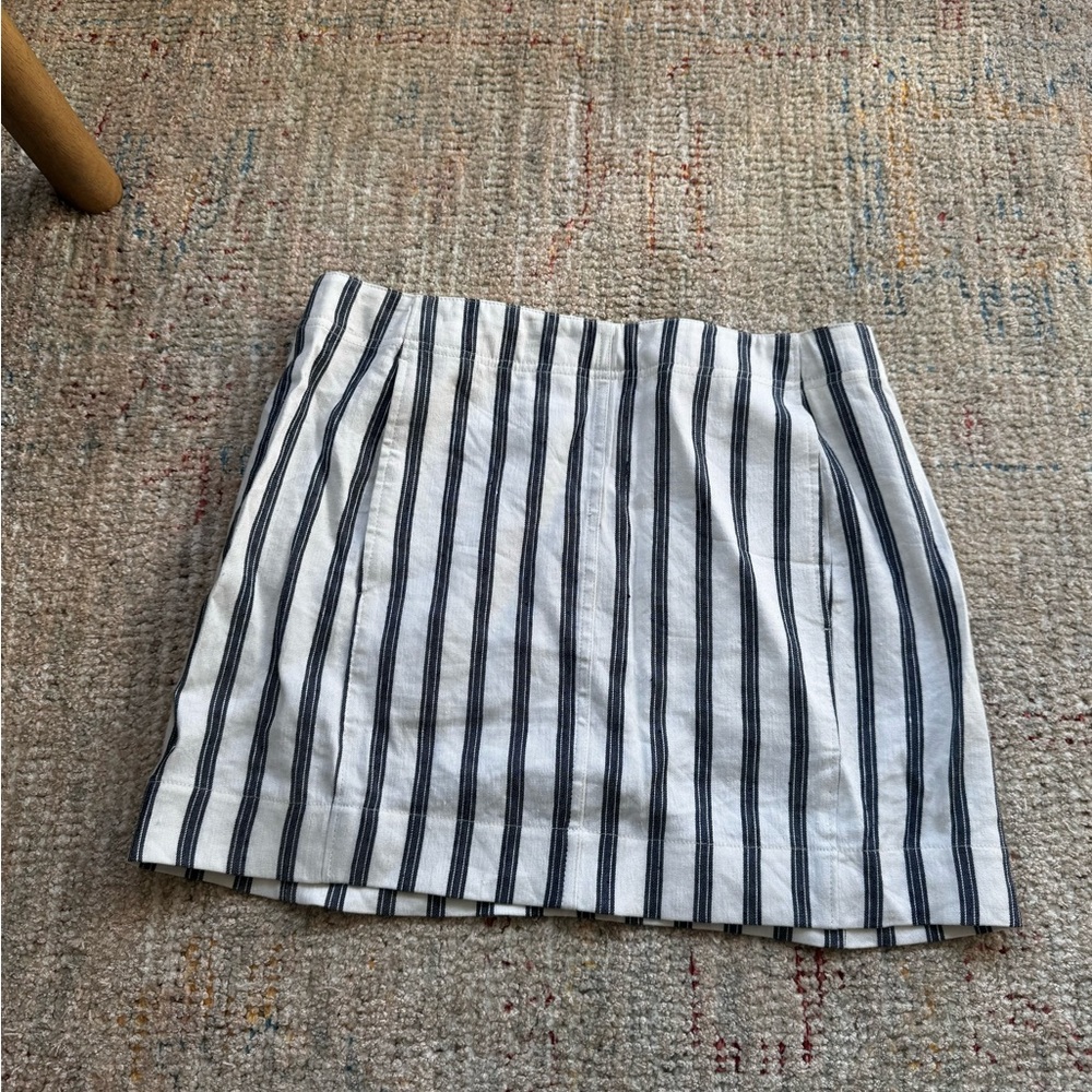 Theory Striped Linen Mini Skirt